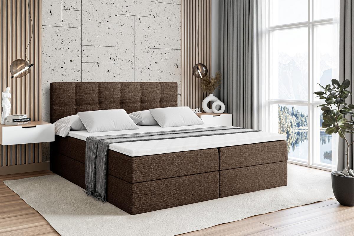 BOXBETT mit Matratze H4 und Lattenrost - MARCE - 140x200 - H4 - Braun - Braun, Holzwerkstoff (140/200cm) - ALTDECOR