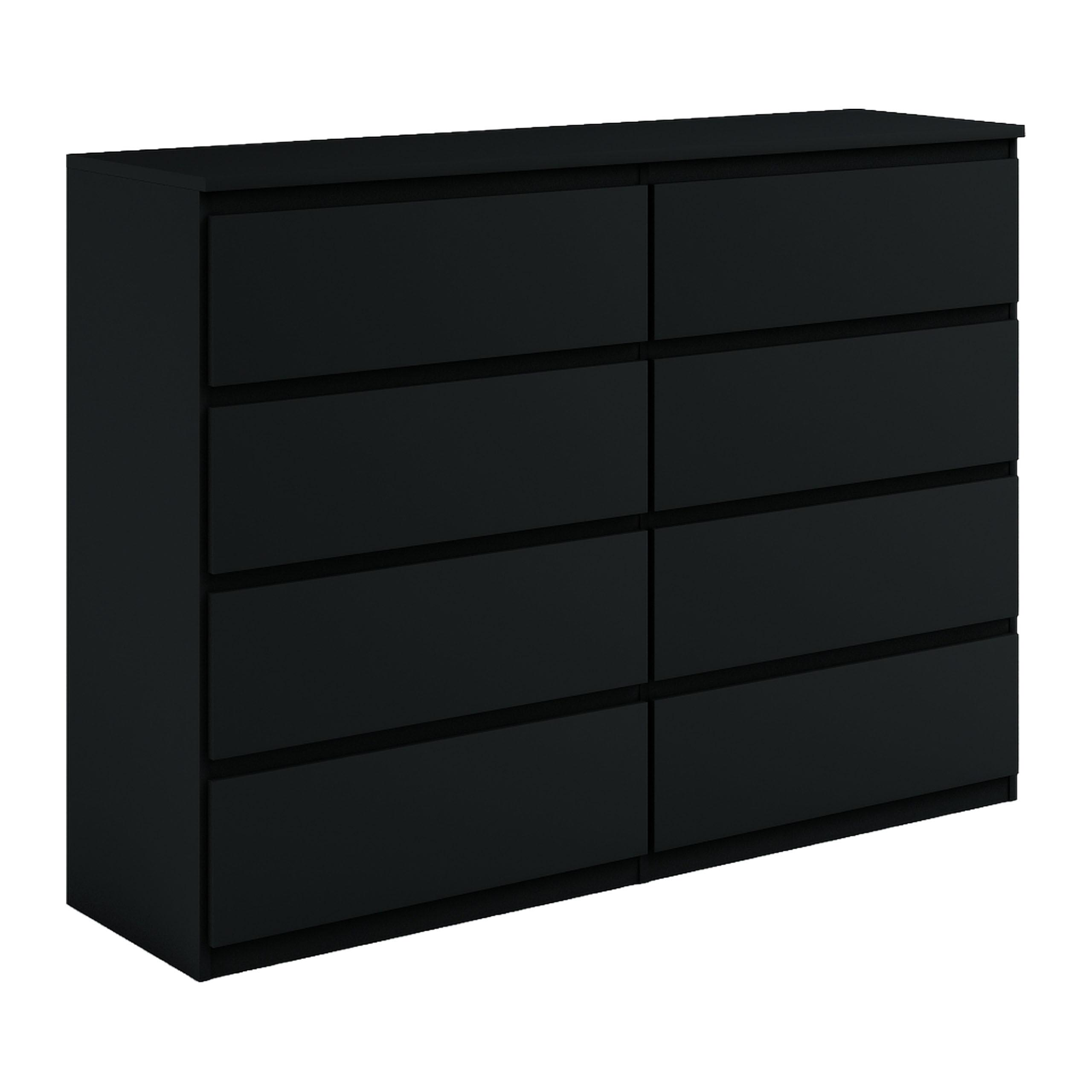 KOMMODE NUDO 120/101,5/39cm mit 8 Schubladen Türen Schwarz - Schwarz, Holzwerkstoff (120/101.5/39cm) - MASSENO