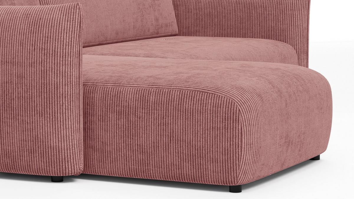 ECKSOFA TAUER 3-Sitzer rechts, altrosa - Altrosa/Schwarz, Holz/Textil (248/173cm) - Wozimo
