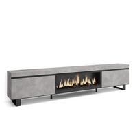 LOWBOARD, Tv-Schrank, mit Elektrokamin XXL, Zementgrau, 267/35/57cm - Grau, Holzwerkstoff (267/57/35cm) - Skraut Home