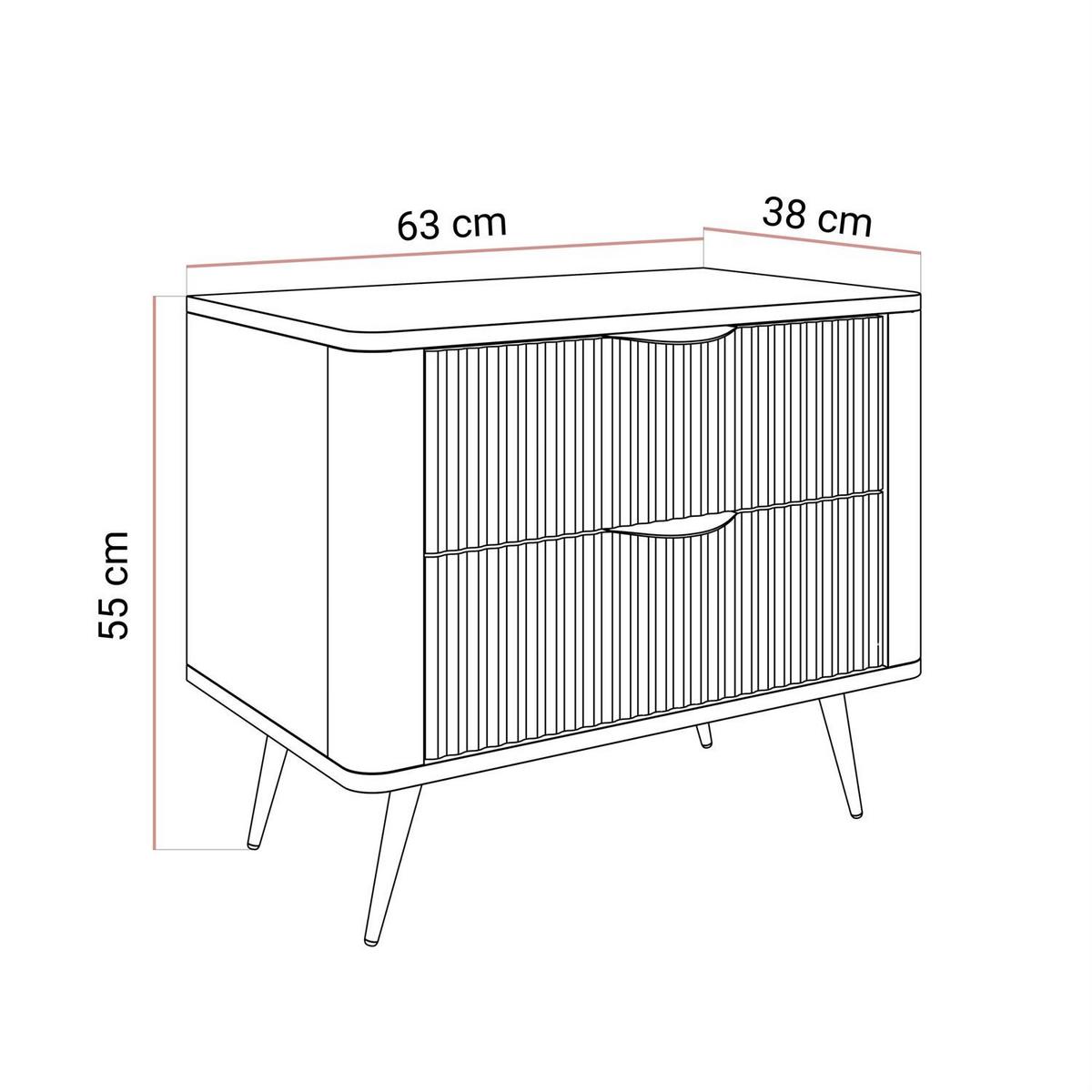NACHTTISCH SCARLETT 2S MIT SCHUBLADEN BEIGE + GOLD - Beige, Holzwerkstoff (63/55/38cm) - Lookway