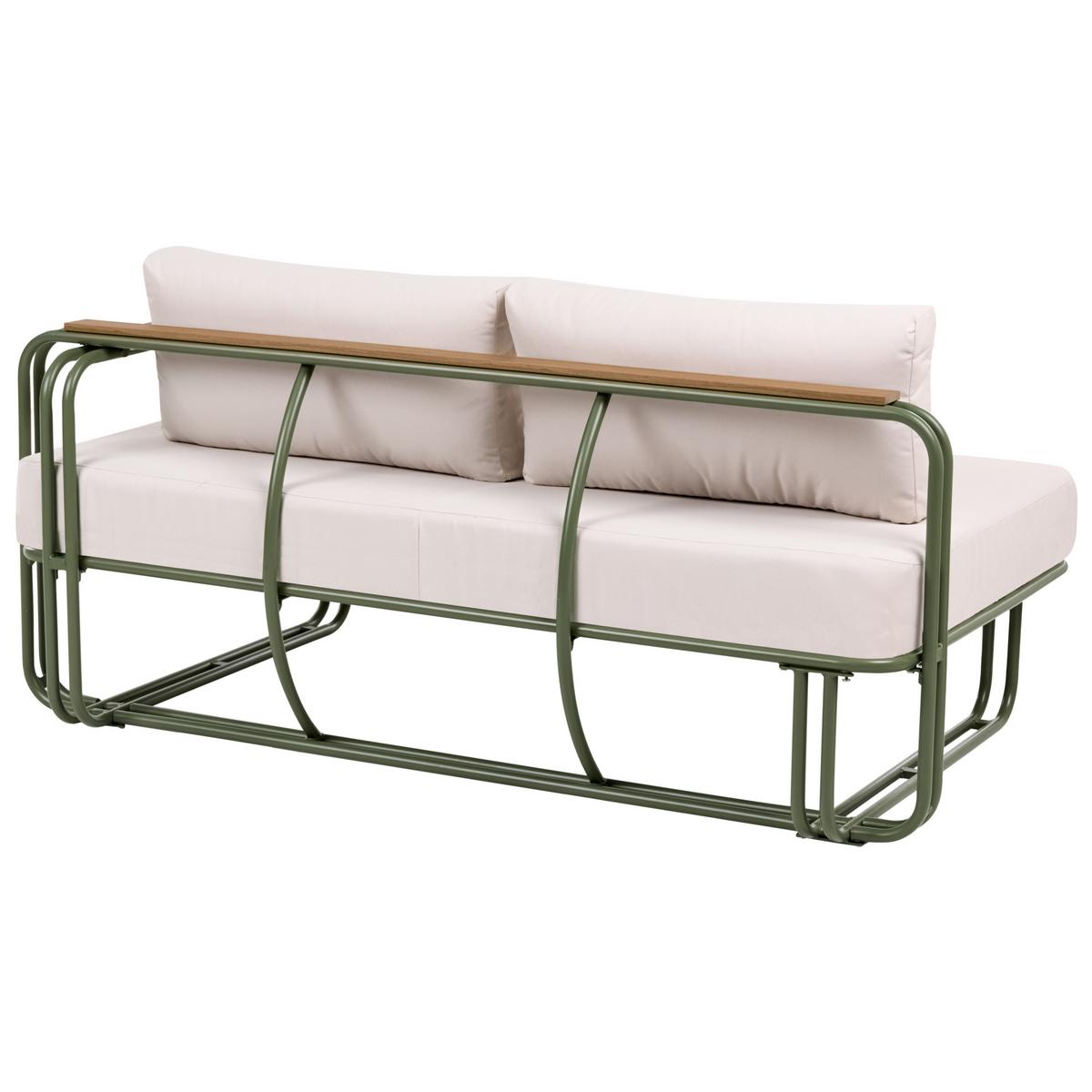 LOUNGE-SET mit Tisch und Ottomane 3-Sitzer Metall Grün Camerota - Beige/Grün, Metall - Beliani