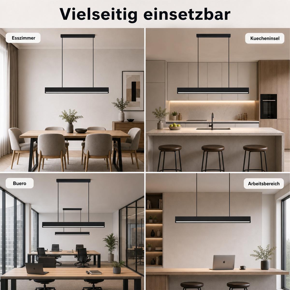 LED PENDELLEUCHTE Fyrith 106.7/7.5/161 cm - Schwarz, Kunststoff/Metall (106.7/7.5/161cm) - ZMH