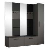 GARDEROBENSCHRANK MODULO 201,2/204/40 cm Modern Garderobe-Set Grau - Schwarz/Grau, Holzwerkstoff (201.2/204/40cm) - MASSENO