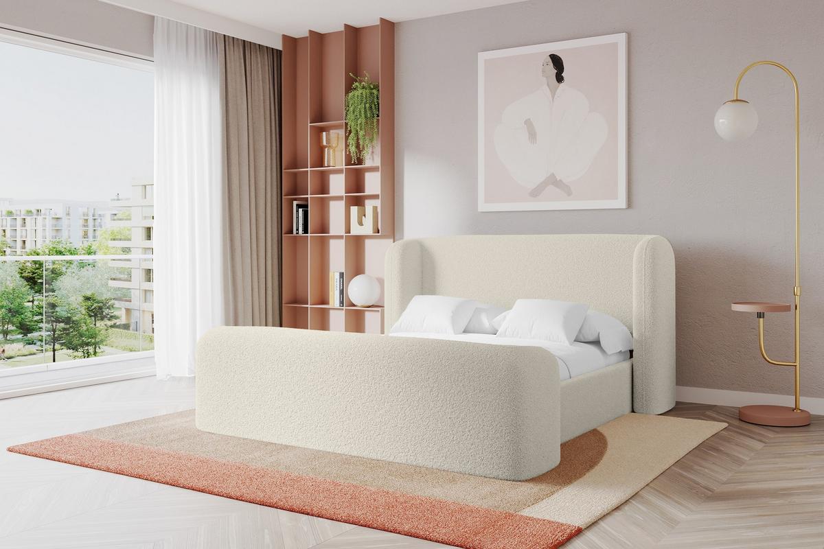 POLSTERBETT mit Bettkasten, Fußteil und Lattenrost, Bett mit Matratze H3/H4 - ESTI-Z 140x200 Beige - Sandfarben, Holzwerkstoff/Textil (140/200cm) - ALTDECOR