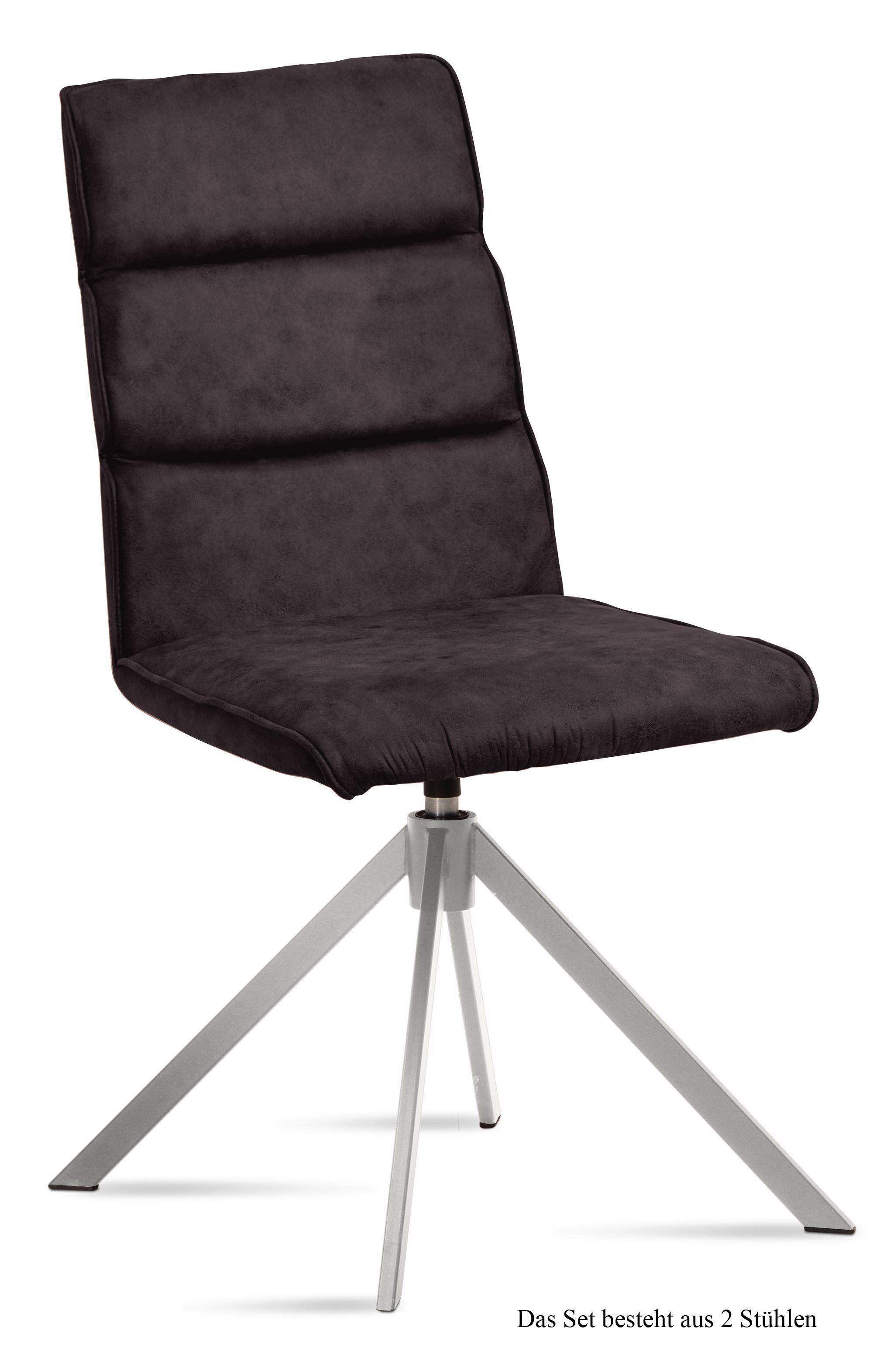 ESSZIMMERSTUHL drehbar (2er-Set) Dulcea 47x92x60 Edelstahl/Espresso - Edelstahlfarben/Dunkelbraun, Kunststoff (60/92/47cm) - 58aufmkessel