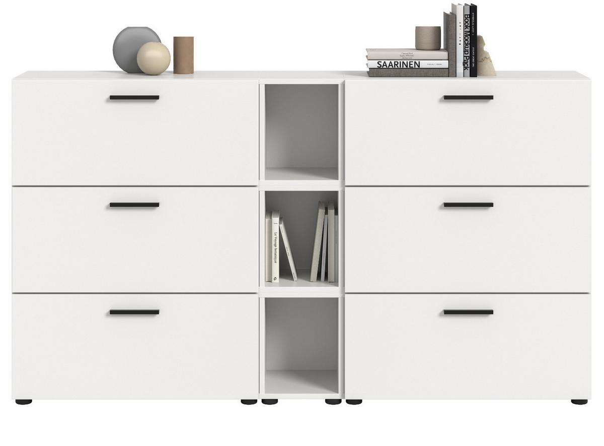 SIDEBOARD weiß 176 cm, Kommode mit Soft-Close - Schwarz/Weiß, Holzwerkstoff/Kunststoff (176/99/34cm) - Inn.Furn