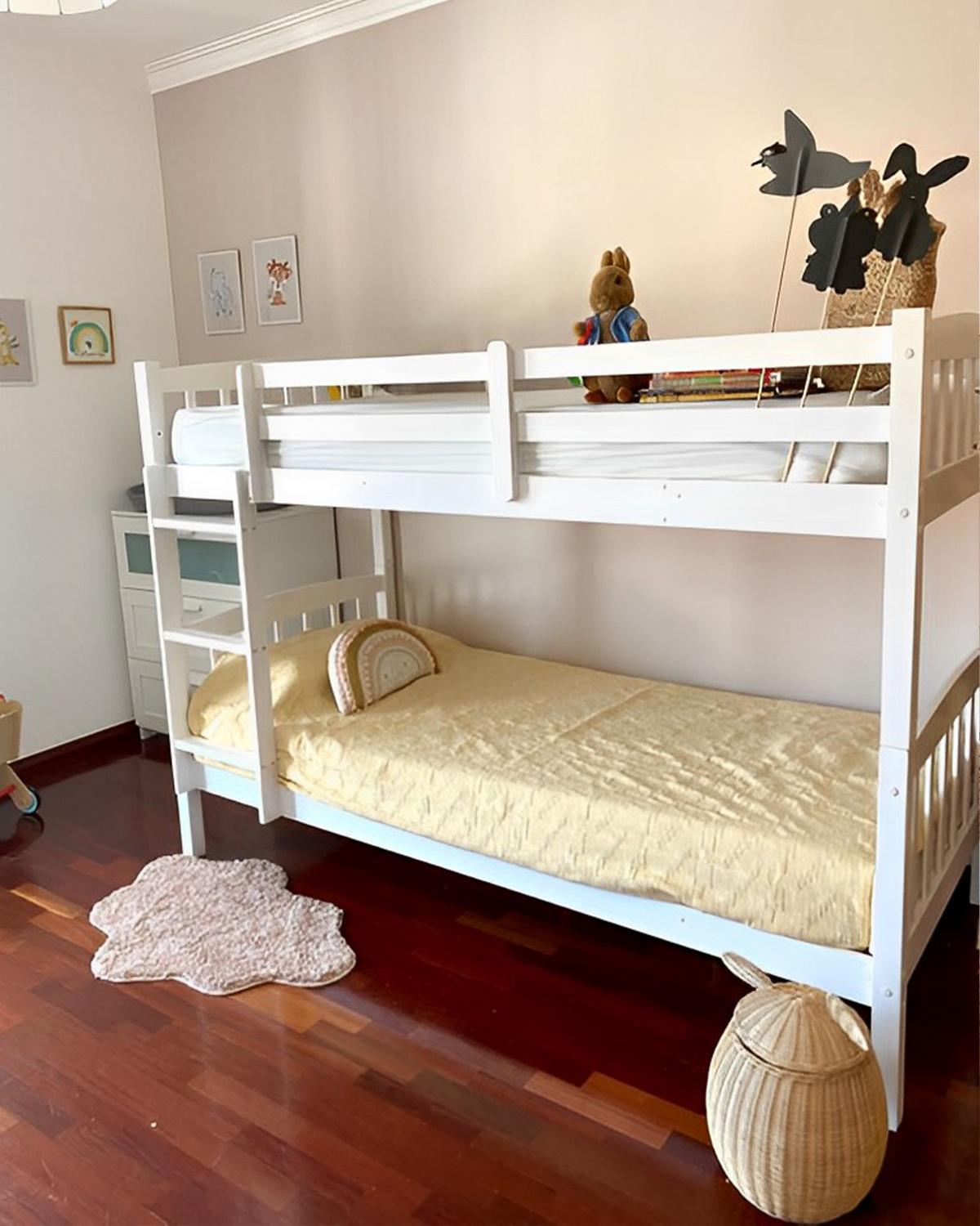 HOCHBETT Weiß 90-200 cm Revin - Weiß, Holz (90/200cm) - Beliani