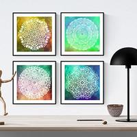 POSTER Set mit 4 Mandalas Freiheit 20x20cm Schwarzer Rahmen - Schwarz, Papier (20/3cm) - Nacnic