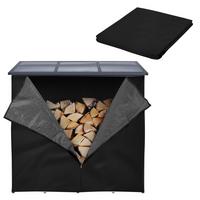 KAMINHOLZREGAL ABDECKUNG 185 x 125 cm Schwarz aus Polyester wetterfest - Schwarz, Kunststoff (125/125/185cm) - ML-DESIGN