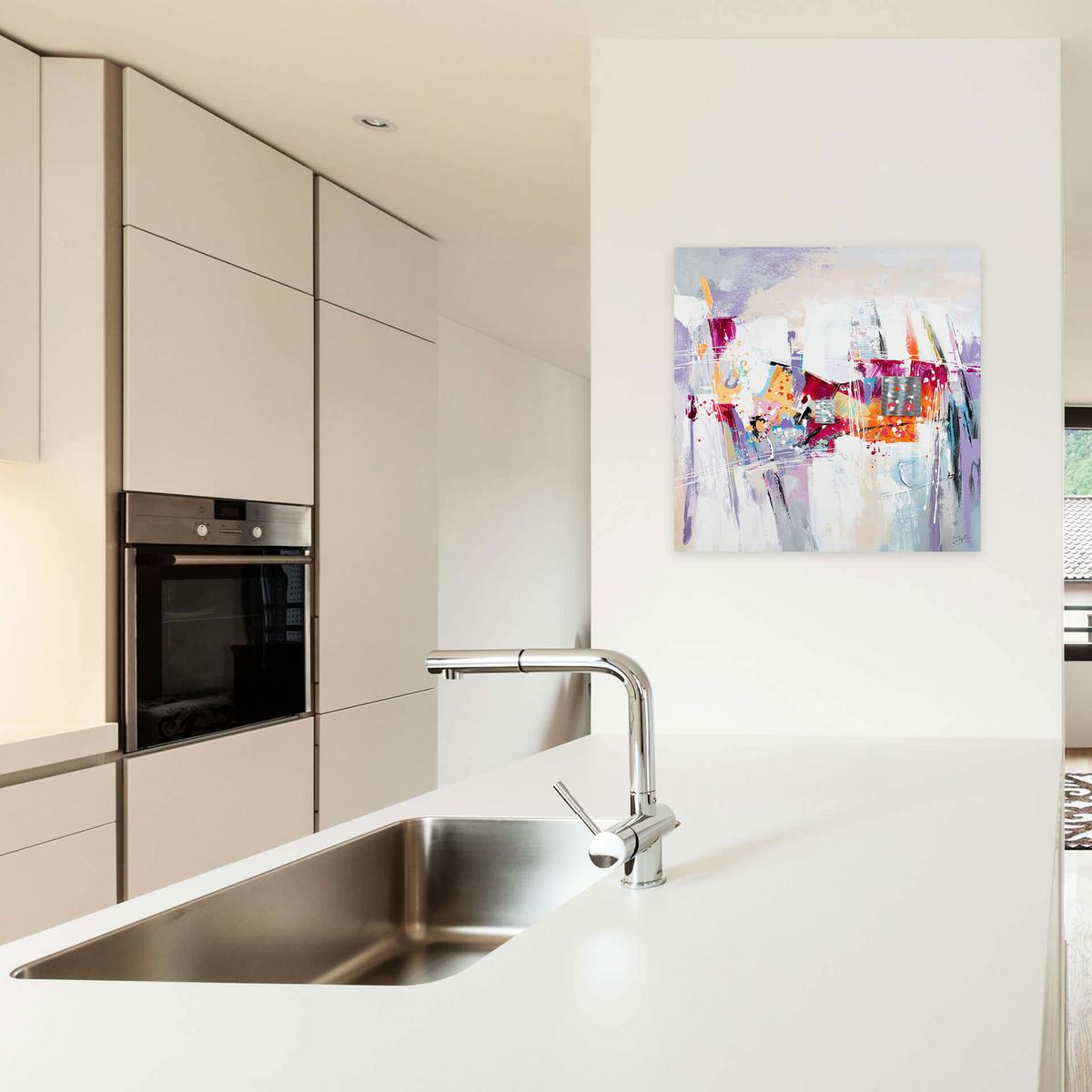 ÖLGEMÄLDE 80/80 cm - Pink/Lila, Holz/Textil (80/80cm) - KUNSTLOFT
