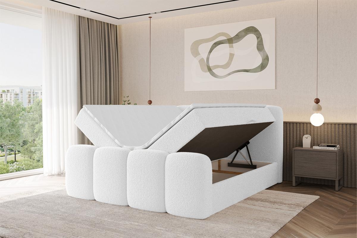 BOXBETT mit Matratze H4 und Lattenrost - NINA-Z - 180x200 cm Quelle - Weiß - Weiß, Holzwerkstoff (180/200cm) - ALTDECOR