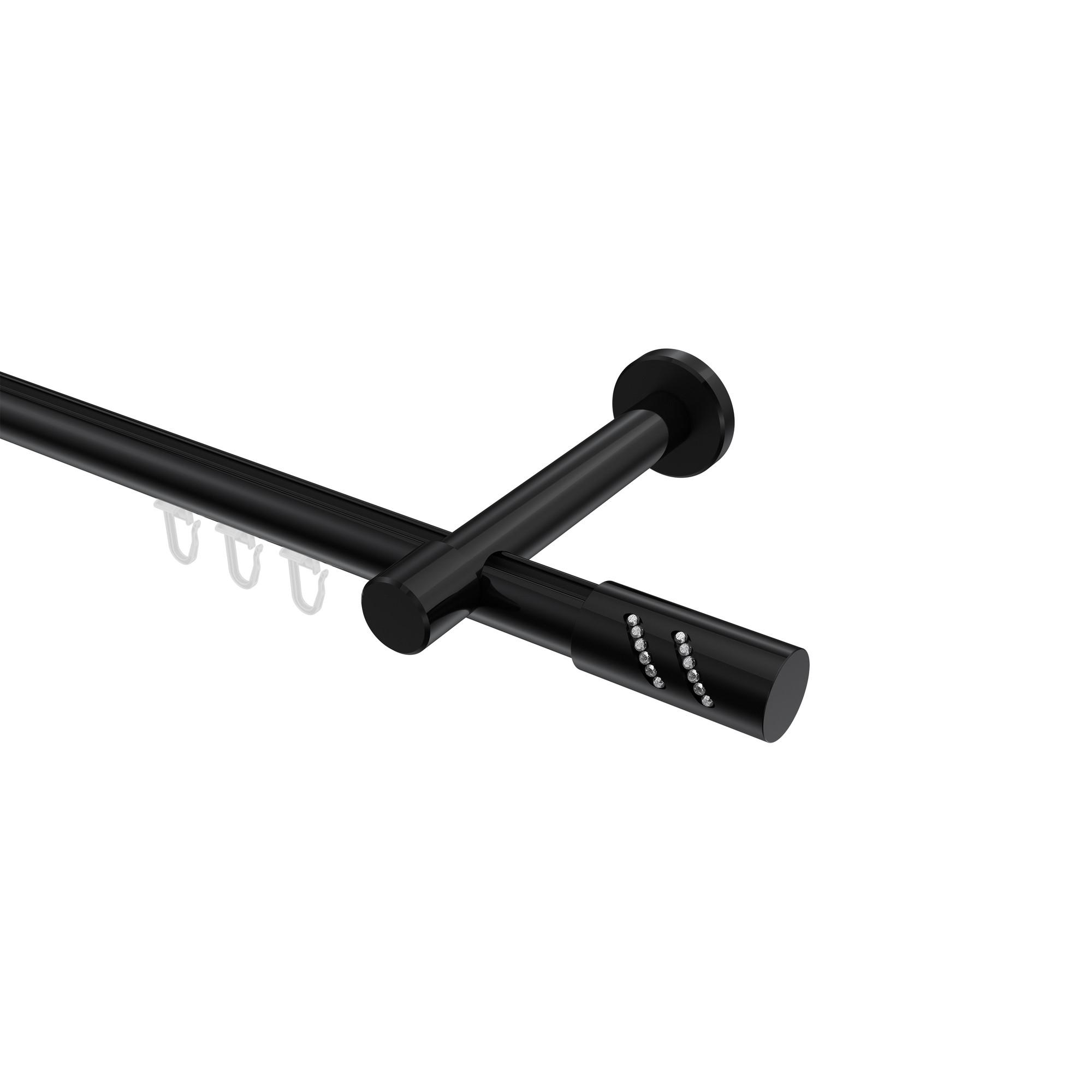GARDINENSTANGE INNENLAUF Prestige Zoena 100 cm, 1-läufig, 20 mm Ø Schwarz - Schwarz, Metall (100cm) - INTERDECO