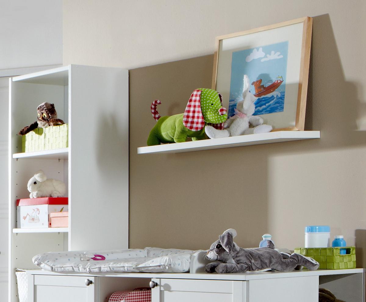 WANDBOARD, Hängeregal B78/H3/T25 cm, passend zum Babyzimmer Landhausstil Weiß (22800-22804) / 22800-05 - Weiß, Holzwerkstoff/Metall (78/3/25cm) - luma-home