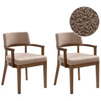 ESSZIMMERSTUHL 2er-Set Beige Taupe - Beige/Dunkelbraun, Textil (59/82/56cm) - Beliani