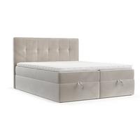 BOXBETT Tivra 160/200 cm Hellbeige im Paros Stoff - Beige/Schwarz, Holz/Holzwerkstoff (160/200cm) - AltaBeds