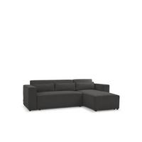 ECKSOFA Schlafsofa Waldo In Stoff Poso - Schwarz, Holzwerkstoff/Textil (260/173cm) - Fun Möbel