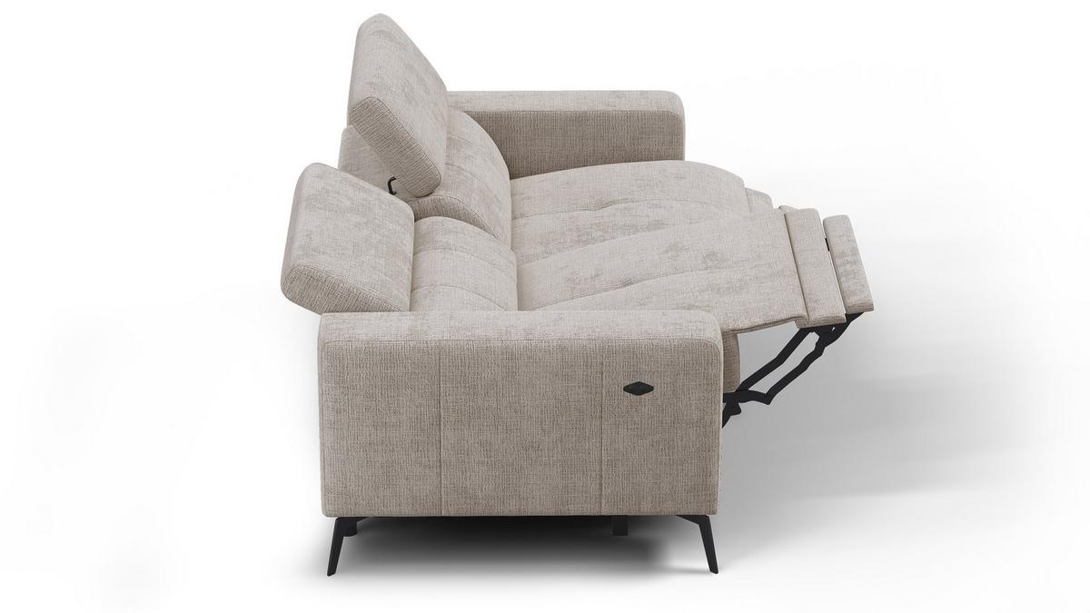 RELAXSOFA MORELLO 3-Sitzer, beige, 2 x Relax Zero Gravity - Beige, Holz/Textil (206/82/103cm) - Wozimo