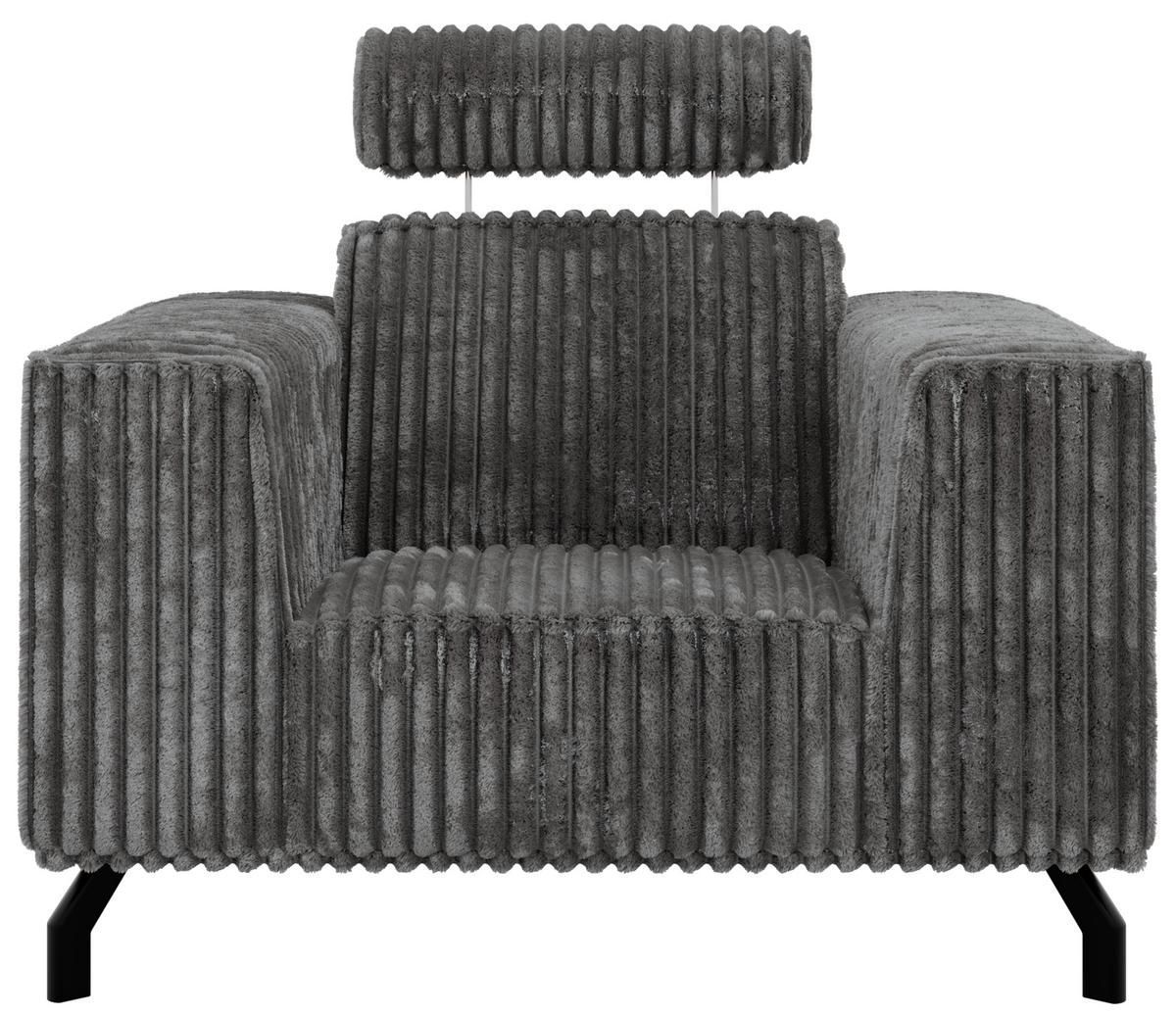 SESSEL VESANO - Grau Cord - Schwarz/Grau, Textil/Metall (109/90/95cm) - MKS