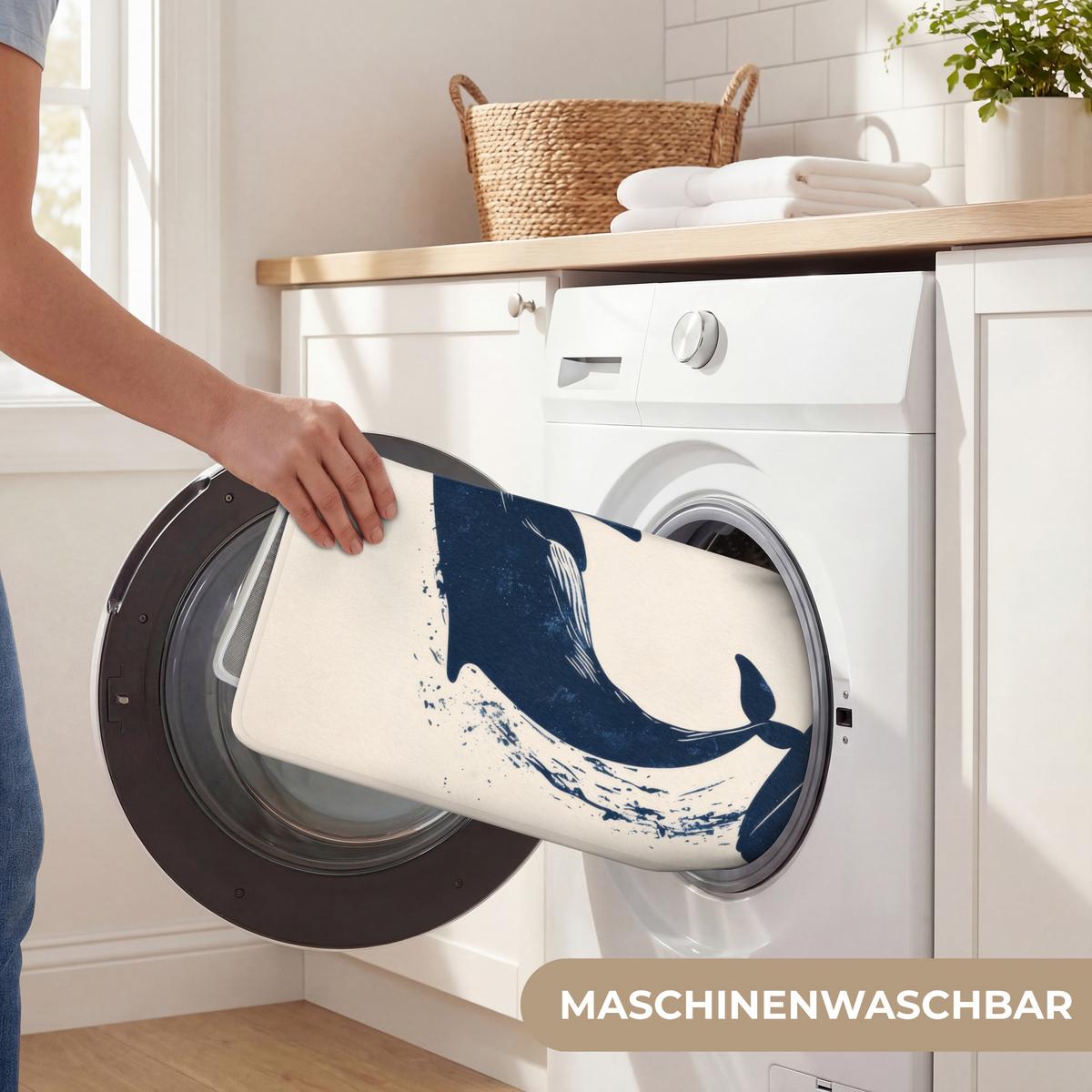 BADEMATTE Wale - Spritzer - Kreis - Dunkelblau 60x90 cm - Dunkelblau, Textil (60/90cm) - OnlyWow