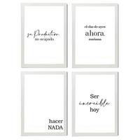 POSTER Set mit 4 Jetzt TypografieStil A3 Weißer Rahmen - Weiß, Papier (29.7/3cm) - Nacnic