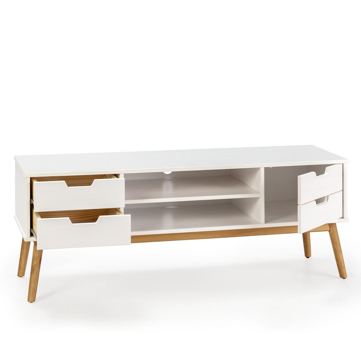 TV-ELEMENT Baku 1 Tür 2 Schubladen Weiß - Weiß, Holz (140/52/40cm) - VS Venta-stock