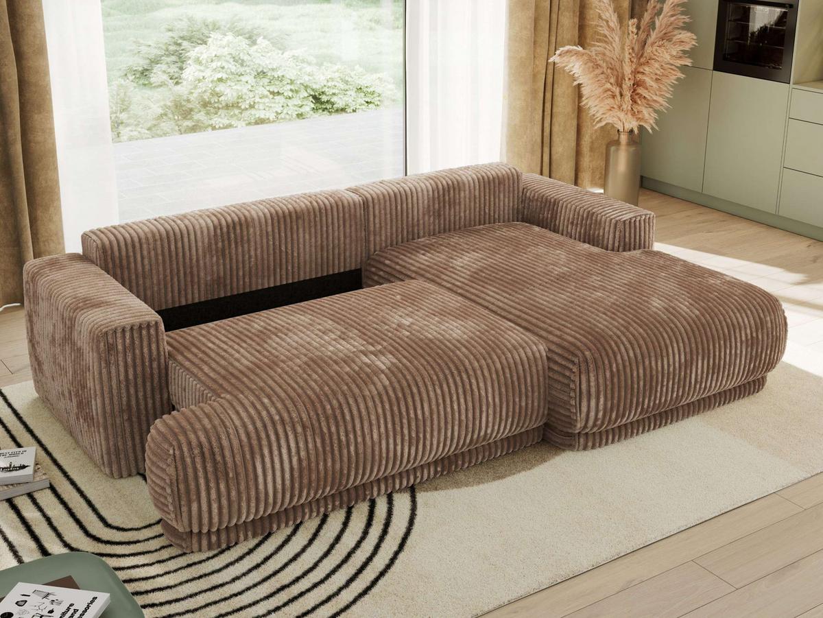 ECKSCHLAFSOFA RINA L Braun Cord - rechts - Schwarz/Braun, Kunststoff/Textil (170/267cm) - MKS