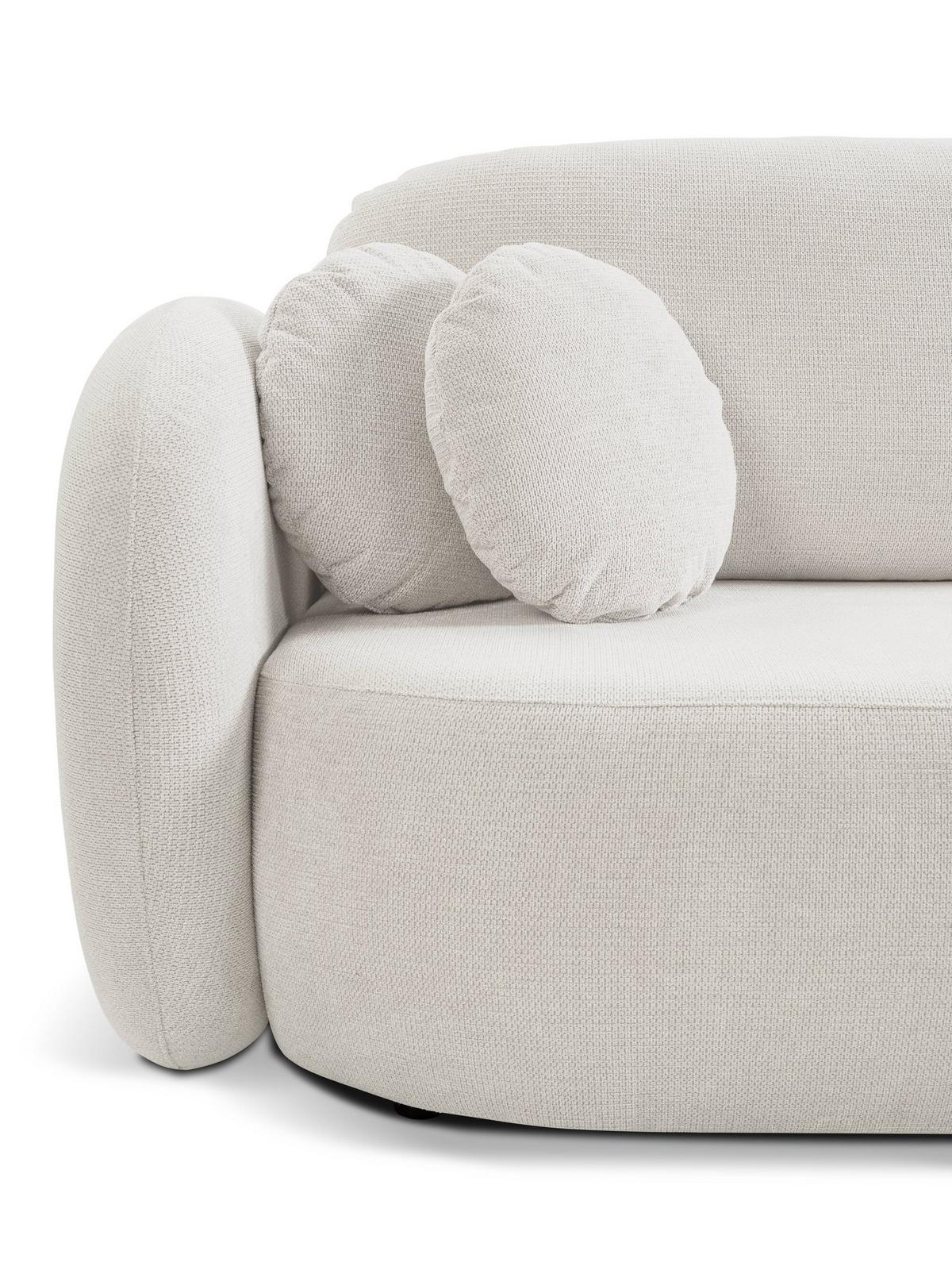 ECKSOFA AMICO R-S Weiß Geflochtener Stoff mit Schlaffunktion - Weiß, Holz (248/174cm) - MASSENO