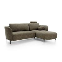 ECKSOFA VICO Grün Velours-Stoff mit Schlaffunktion - Grün, Holz (260/183cm) - MASSENO