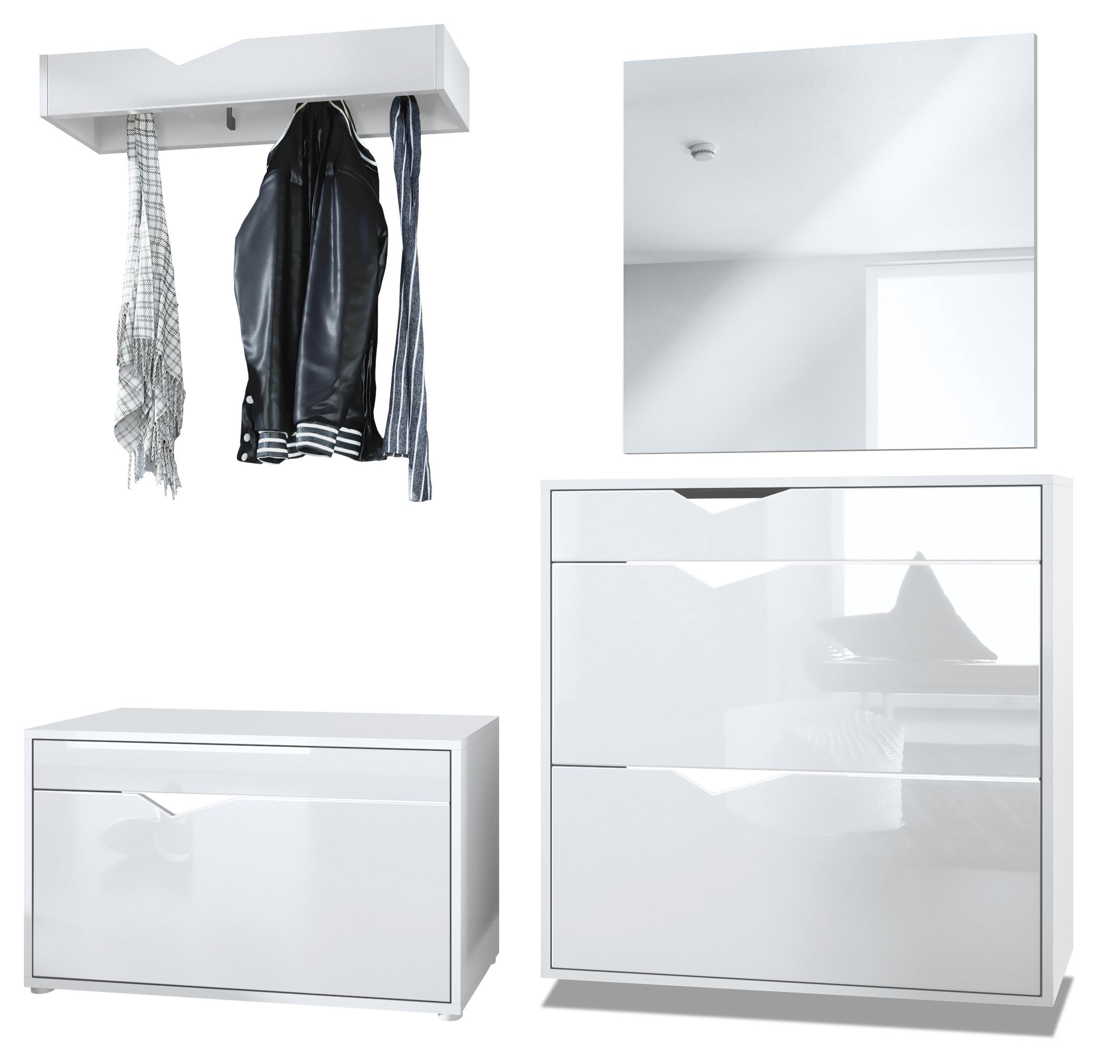 GARDEROBE Kolmio Fronten in Weiß Hochglanz - Weiß Hochglanz, Holzwerkstoff (190/185/33cm) - Vladon