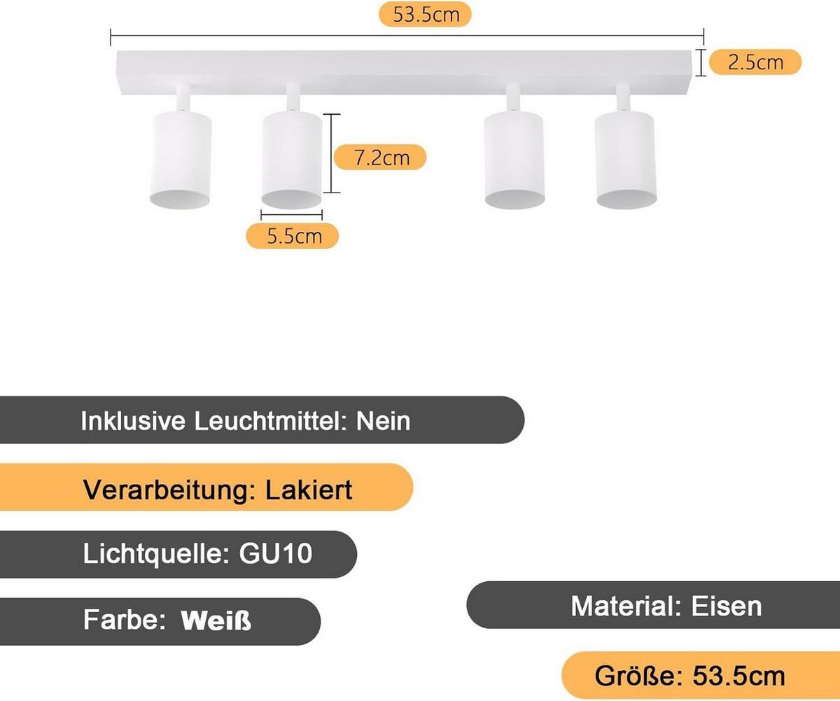DECKENSTRAHLER Wonder 52/5/7.2cm - Weiß, Metall (52/5/7.2cm) - ZMH