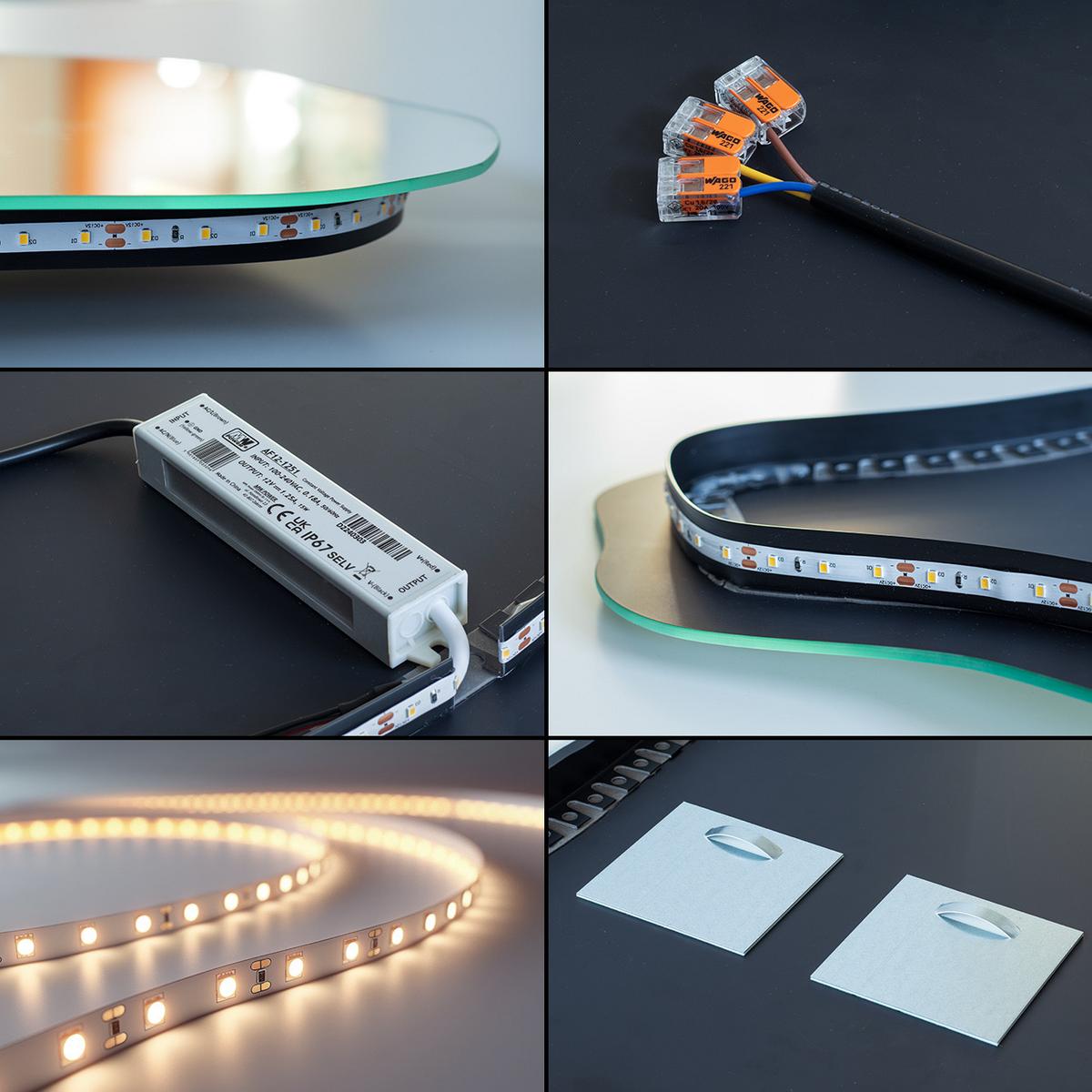 LED SPIEGEL 50x70 cm asymmetrisch 4000K - Hellblau, Glas (50/70/0.4cm) - TULUP