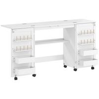 NÄHTISCH Spanplatte Weiß - Schwarz/Weiß, Holzwerkstoff/Kunststoff (160/40/81cm) - HOMCOM