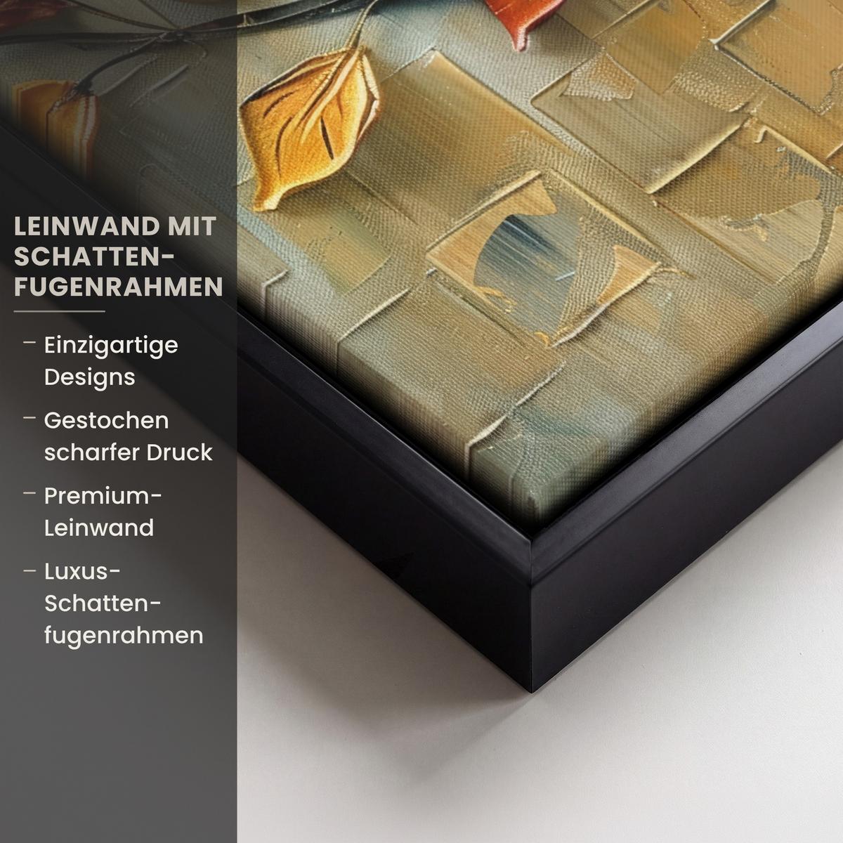 LEINWAND Bilder mit Rahmen - Baum - Abstrakt - Natur - Kunst - 20x30 - Goldfarben, Textil (20/30cm) - MuchoWow