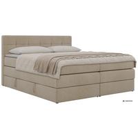 BOXSPRINGBETT SOLVEN KING 140/200 - Beige Stukture - Topper Visco - H4 - Beige/Schwarz, Kunststoff/Textil (140/200cm) - MKS