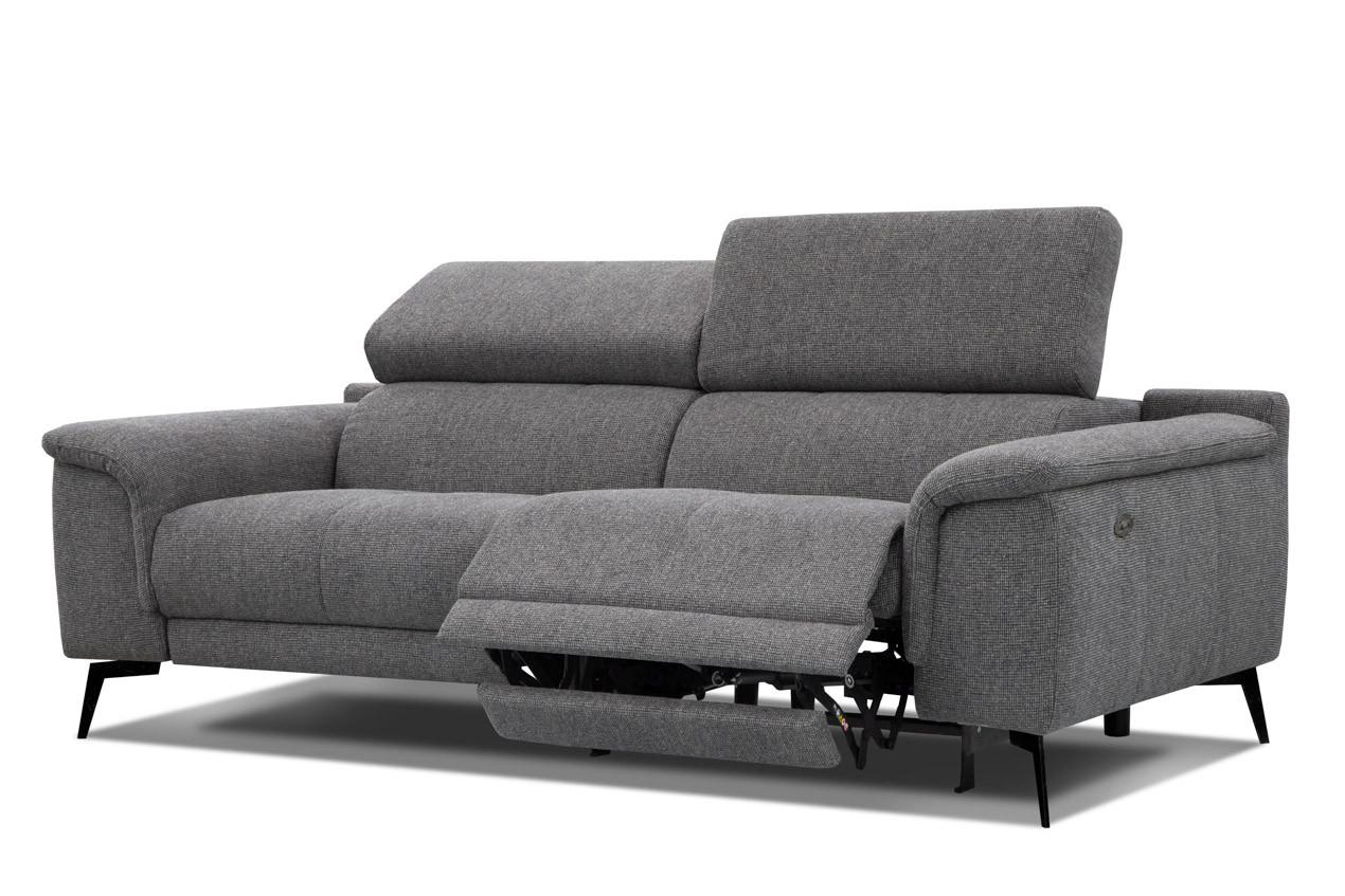 RELAXSOFA FIERO 3-Sitzer mit 1 Relaxfunktion, dunkelgrau - Dunkelgrau/Schwarz, Holzwerkstoff/Textil (212/82/103cm) - Wozimo