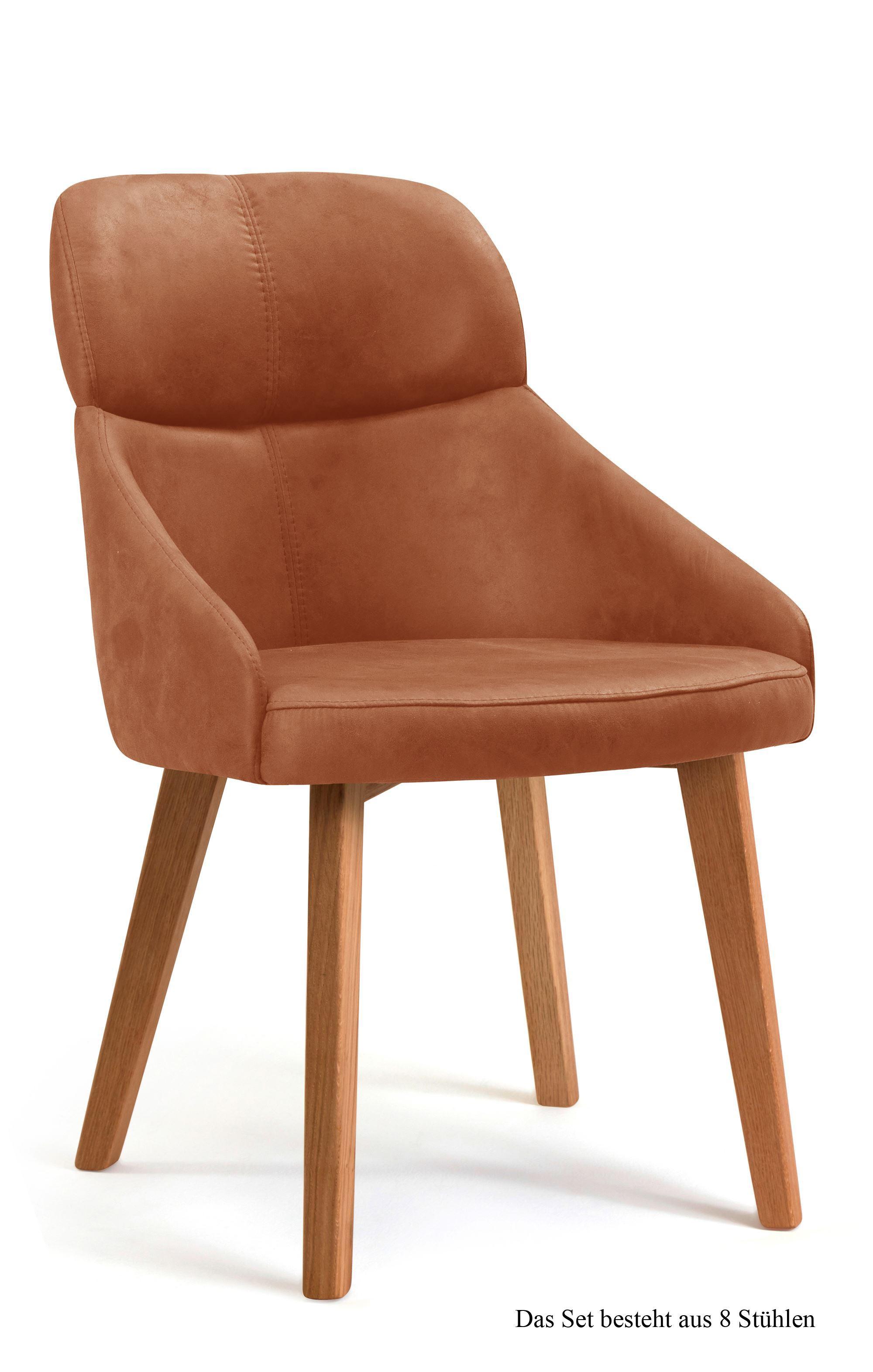 ESSZIMMERSTUHL (8er-Set) Dasya 52x82x63 Eiche geölt/Cognac - Cognac/Eichefarben, Kunststoff (63/82/52cm) - 58aufmkessel
