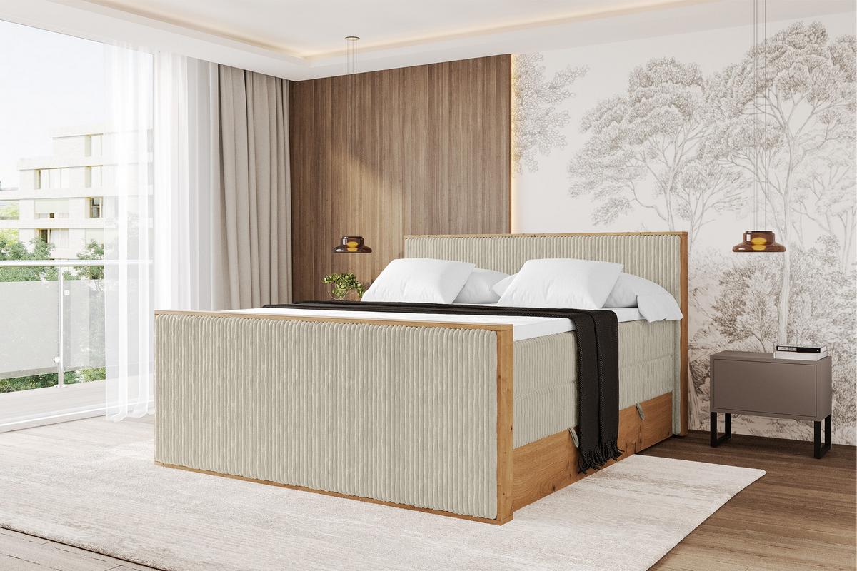 BOXSPRINGBETT LOLLI9 -Z-KING 120x200 - H3/H4 Creme - Beige, Holzwerkstoff (120/200cm) - ALTDECOR