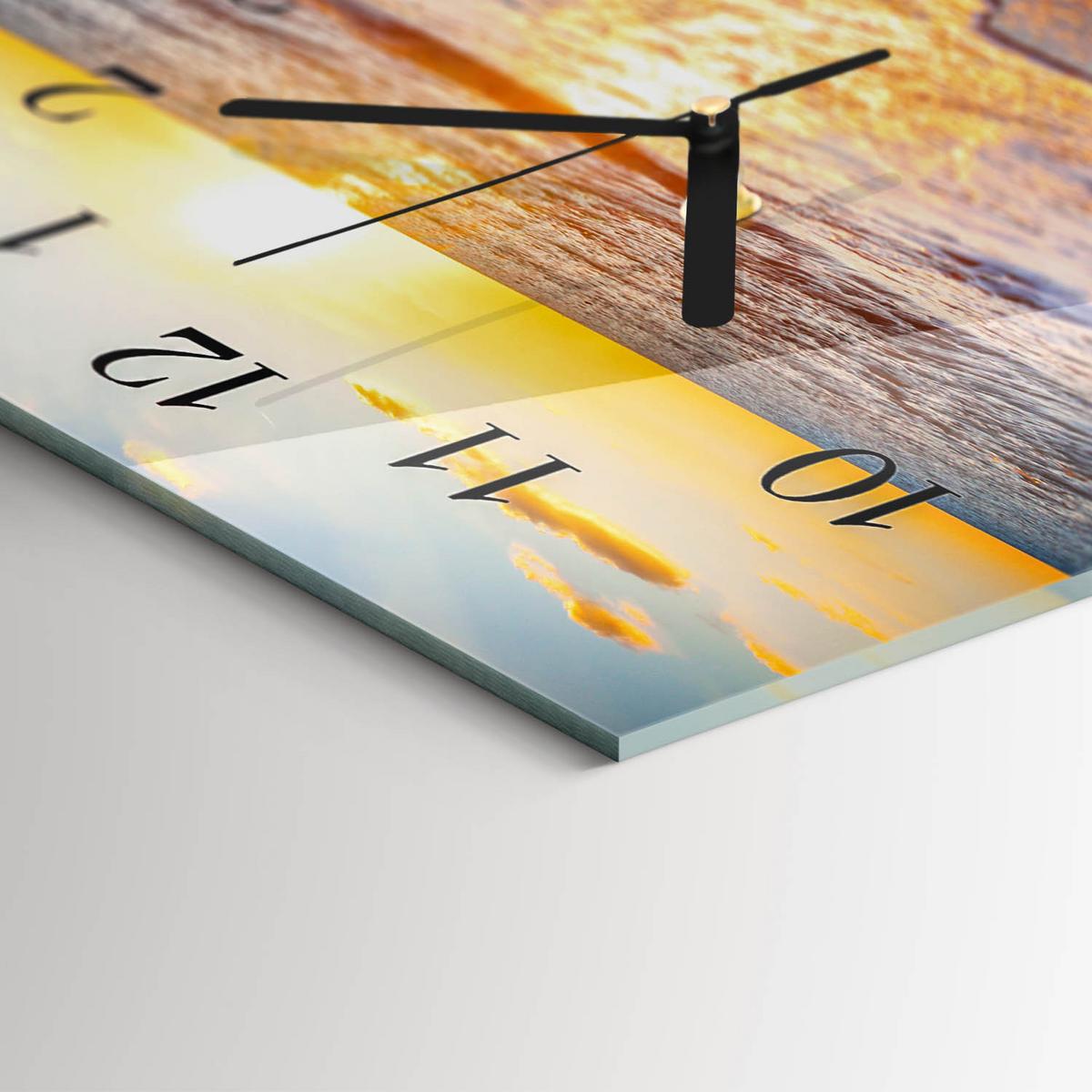 WANDUHR aus Glas 60x30 cm - Sonnenuntergang - Blau, Glas (60/30/0.4cm) - TULUP
