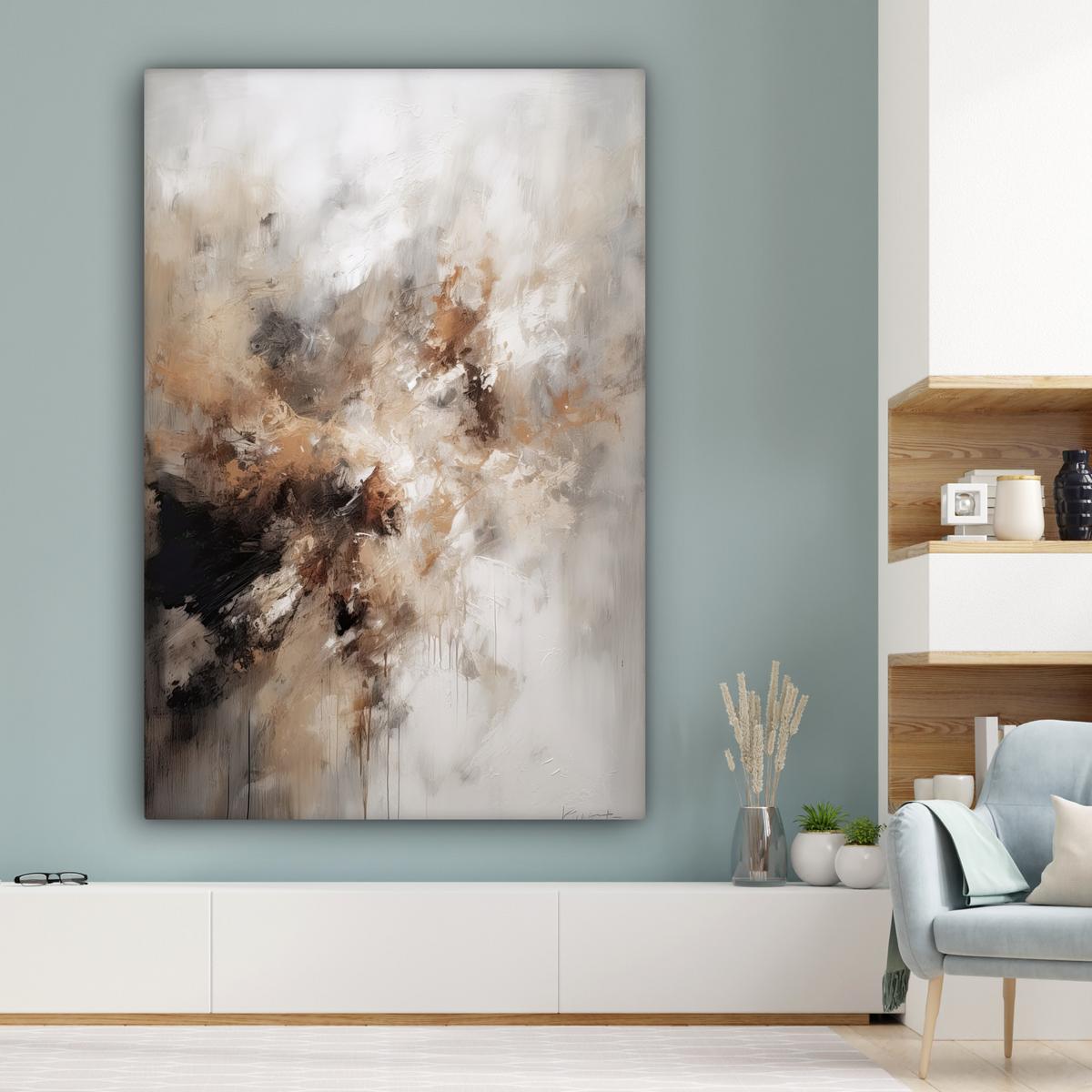 LEINWANDBILD Farbe - Abstrakt - Beige - Kunst Deko Groß 90x140 cm - Greige, Textil (90/140cm) - MuchoWow