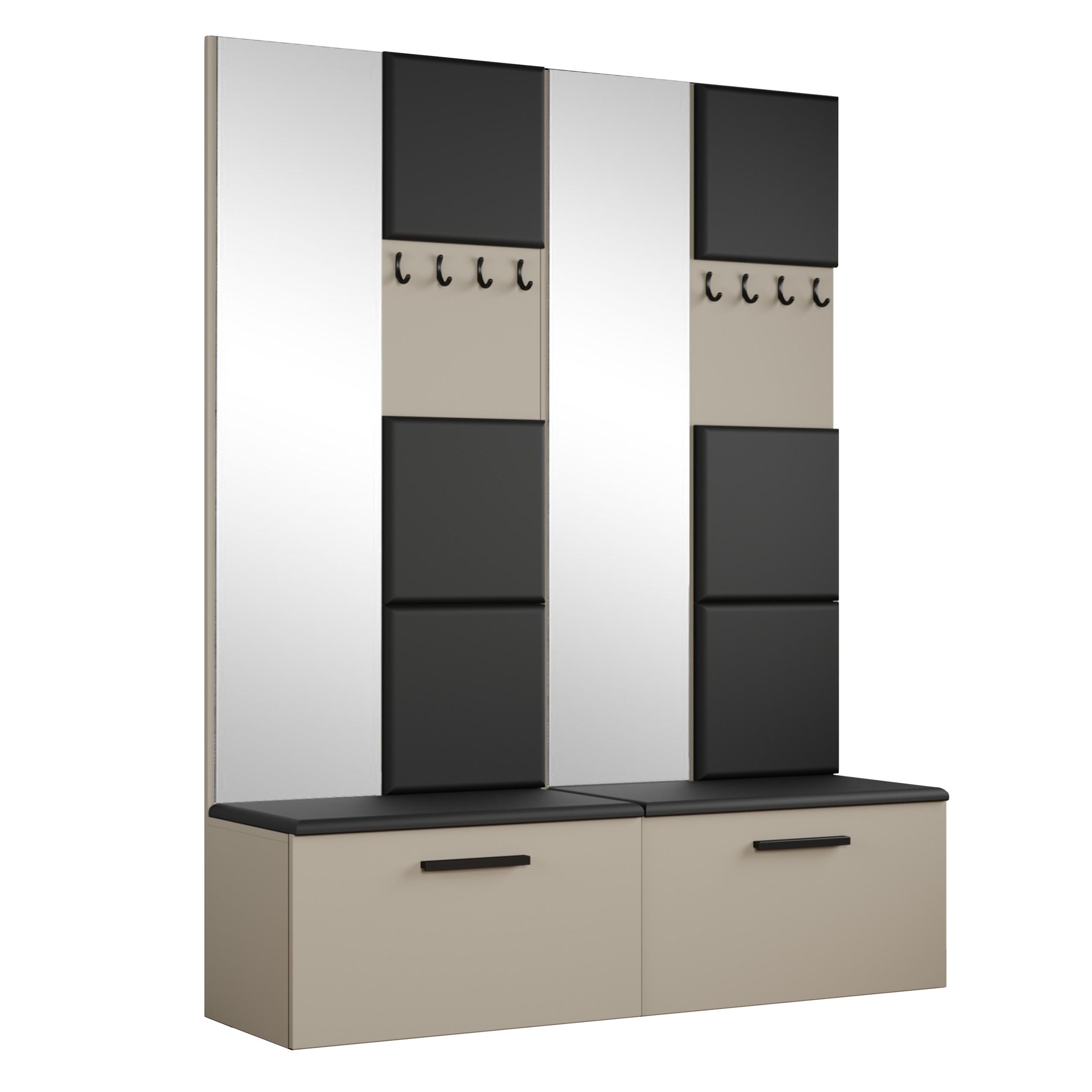 GARDEROBENSCHRANK MODULO 161,2/204/40 cm Modern Garderobe-Set Kaschmir - Kaschmir/Schwarz, Holzwerkstoff (161.2/204/40cm) - MASSENO