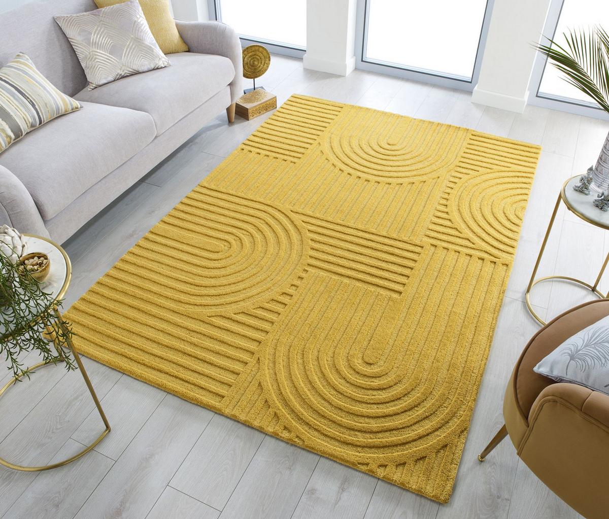 TEPPICH aus Wolle LEVEN in Ocker, geometrisch, 160 x 230 cm - Gelb, Textil (230/160cm) - KADIMA DESIGN