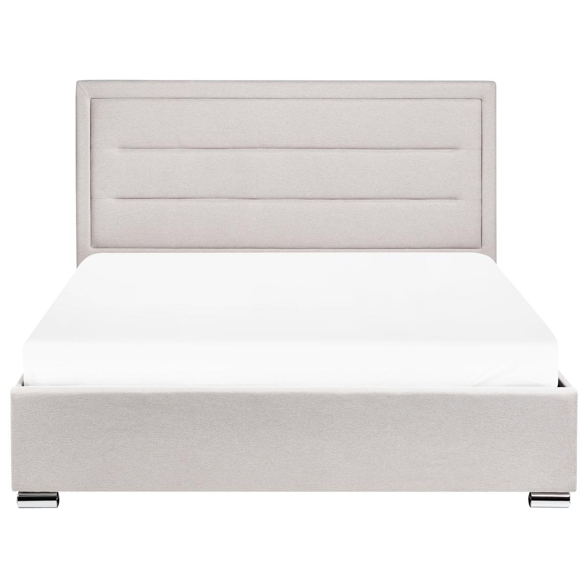 BETT mit Stauraum 160/200 cm Hellbeige Rouen - Beige, Textil (160/200cm) - Beliani