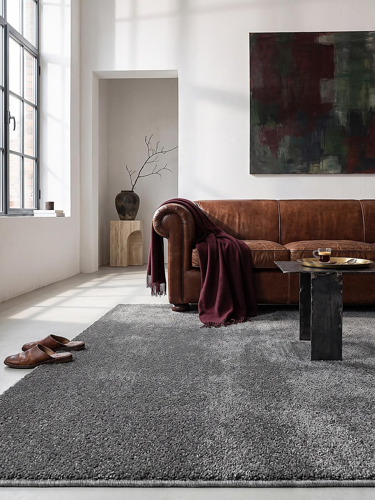 TEPPICH Hochflor BORMIDA Uni Polypropylen Anthrazit 200 x 290 cm - Anthrazit, Textil (200/290cm) - KADIMA DESIGN