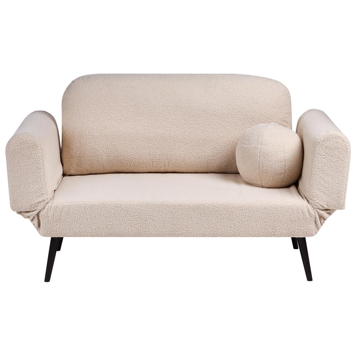 SCHLAFSOFA 2-Sitzer Bouclé Beige Dorotea - Beige/Schwarz, Textil (190/88/79cm) - Beliani