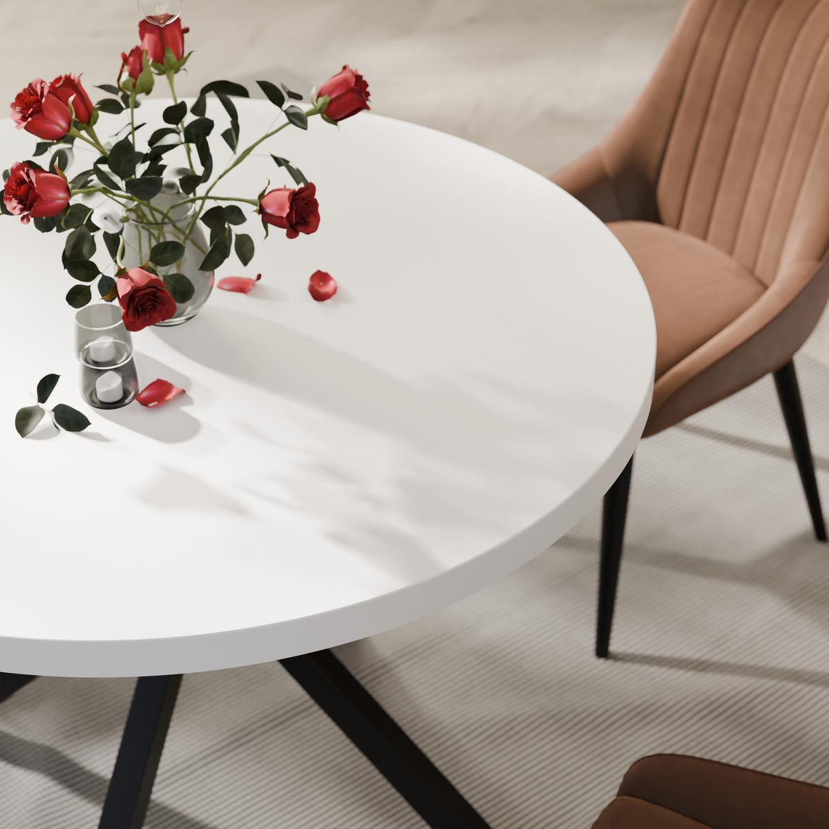 AUSZIEHTISCH MILTON 120-196/76 cm mit Metallgestell, Schwarz / Arktisweiß - Schwarz/Weiß, Holzwerkstoff/Metall (120/120/76cm) - Idohome