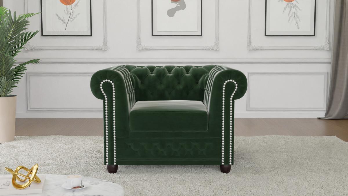 CHESTERFIELD-SESSEL Nyx Flasche grün Samt - Smaragdgrün/Braun, Holz/Textil (94/72/86cm) - S-Style Möbel
