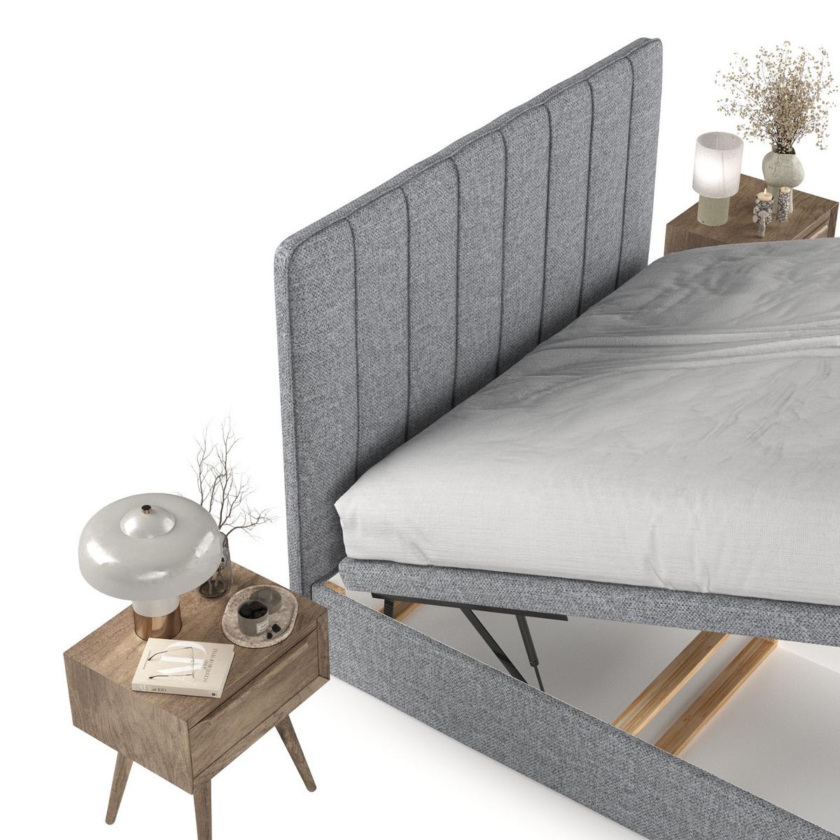 POLSTERBETT Vienna mit Stauraum 200/200 cm Grau im Alta Stoff - Schwarz/Grau, Holz/Holzwerkstoff (200/200cm) - AltaBeds