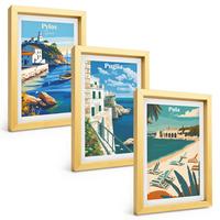 BILDER SET 3er Set - 20x30 cm Goldrahmen - Küstenlandschaften des Tourismus - Goldfarben, Kunststoff (20/30cm) - TULUP