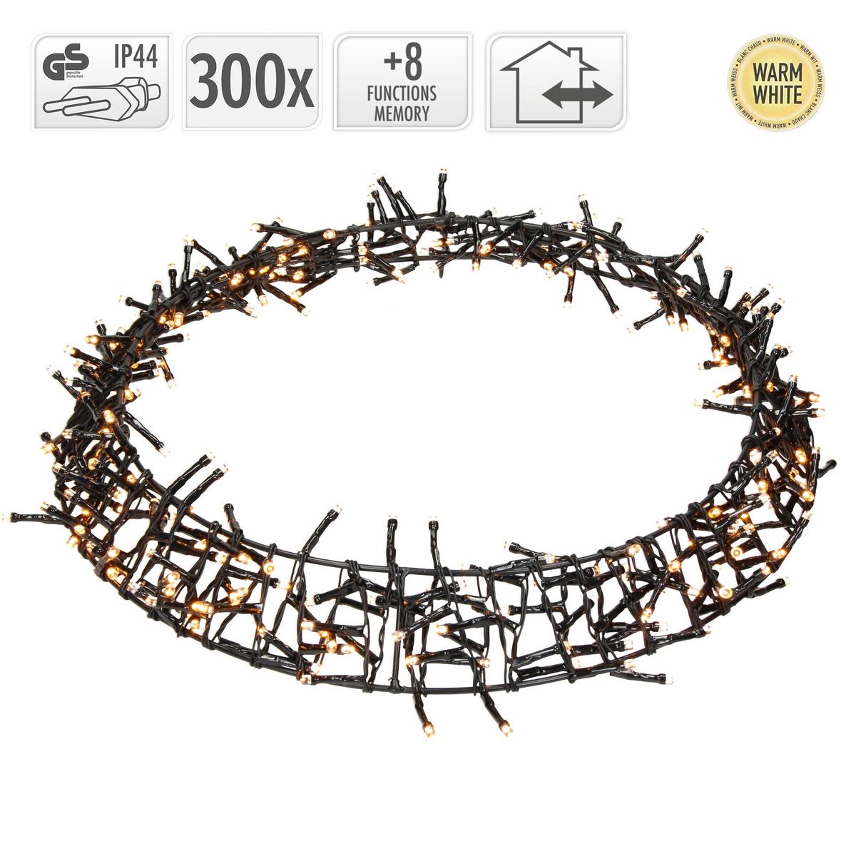 LED LICHTERKRANZ Ø38 cm 300 LEDs Warmweiß - Schwarz, Metall (38/5.5/38cm) - ECD-Germany